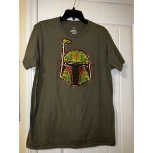 Disney Parks womens Boba Fett green graphic tee short sleeve LARGE unique